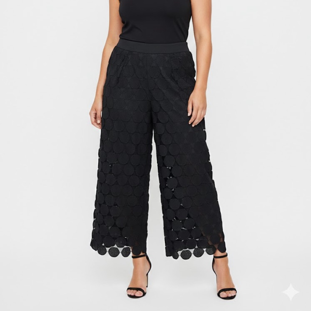 STYLEWE Black Textured Wide-Leg Pants